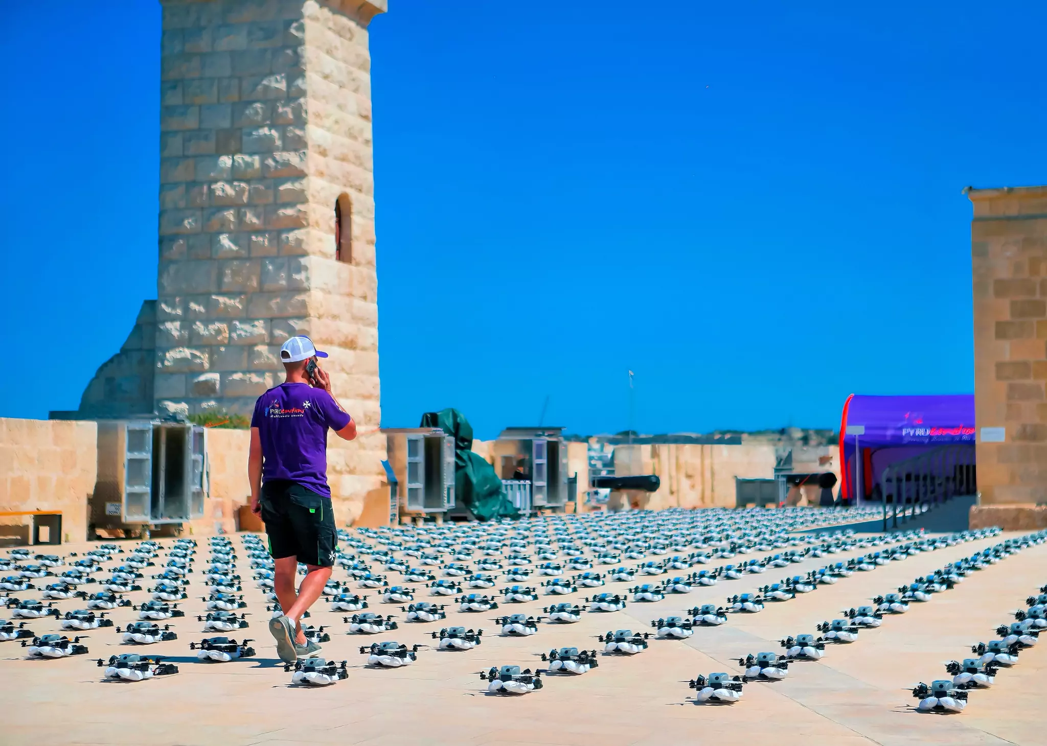 Pyroemotions fleet of light drones performing precise and customizable aerial shows with high-precision GPS technology