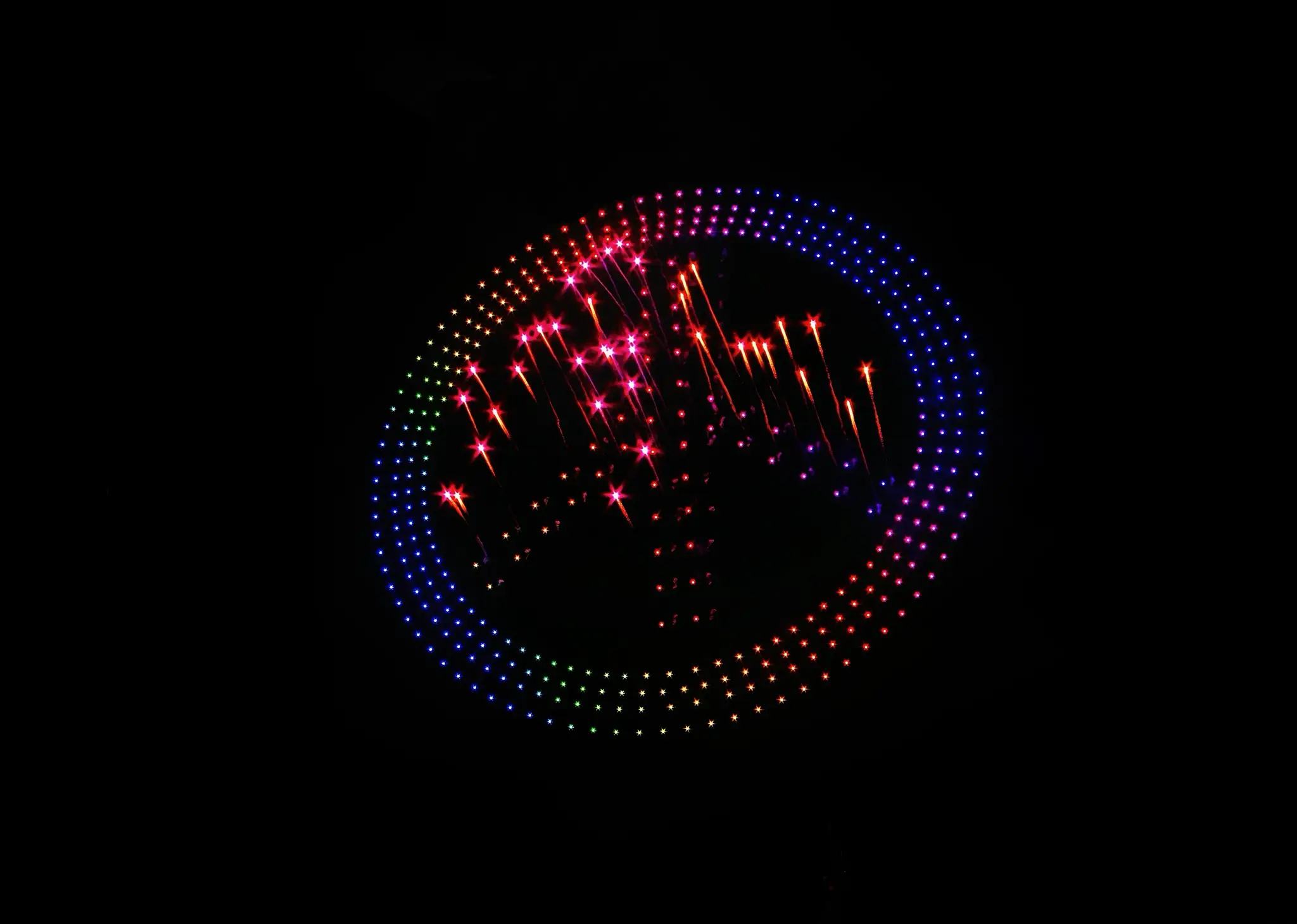 Eco-friendly Pyro Drones show with low-noise, reducing environmental impact and noise pollution